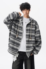 8XL-M潮情侣美式磨毛编织条纹针织衫卫衣宽松拉链外套WY30P88，男装针织衫/毛衣，电商D206-1