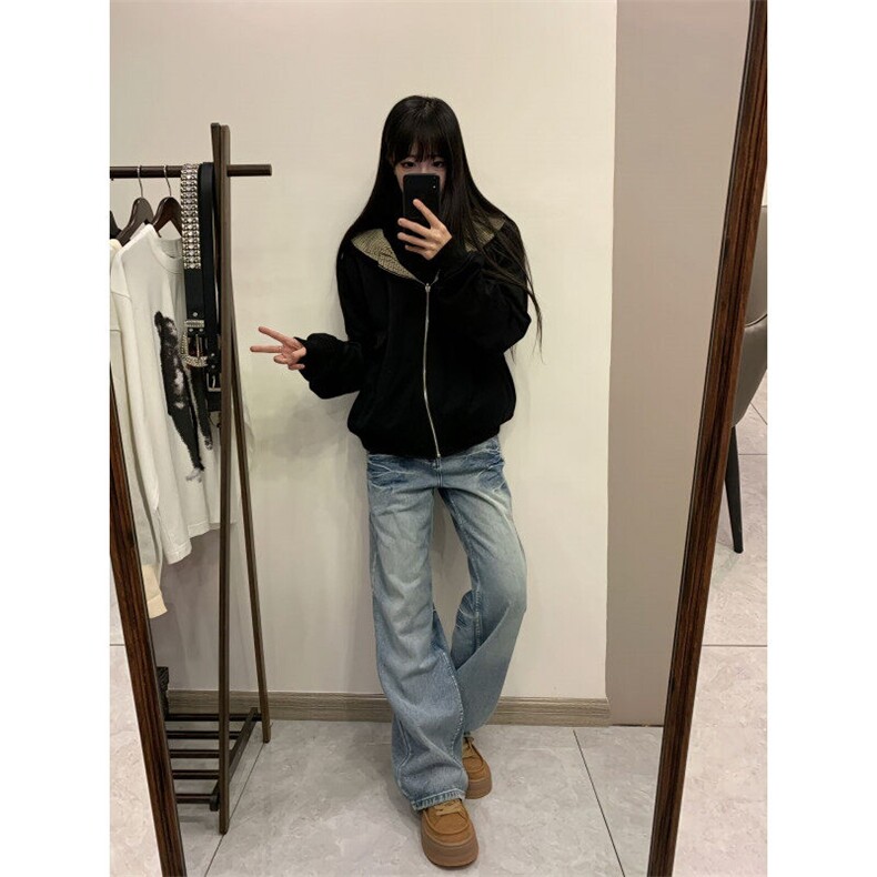【有货】K7053CC-特P48浅蓝色闪电纹牛仔裤男女设计感直筒裤子,男装牛仔裤,星座1007（原301D）