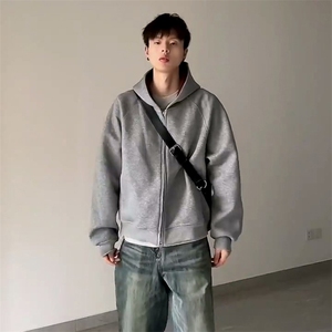 抖音得物品质 26春装美式高街重磅结构双层双面卫衣开衫外套XS107图片