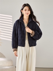 2025秋冬装新款袖口格子拼接短外套，女装短外套，梦芯尔