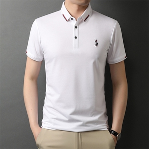 夏季新款男士翻领短袖t恤中年有领男装上衣服休闲POLO衫,男士衣服颜色搭配夏季图片