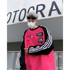 F151-P38春季小众设计感圆领撞色上衣美式复古潮牌长袖卫衣男，男装卫衣，星座512-6