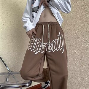 男秋季新款发泡印花宽松直筒欧美高街vibe休闲裤A744P32图片