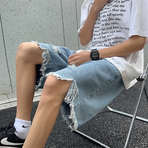 现货 夏季美式复古毛边短裤五分乞丐破洞牛仔裤男 K5808-P35 控58图片