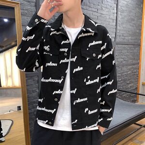 2021春秋季新日系大码男佳乐字母印花休闲运动夹克外套J977-P75图片