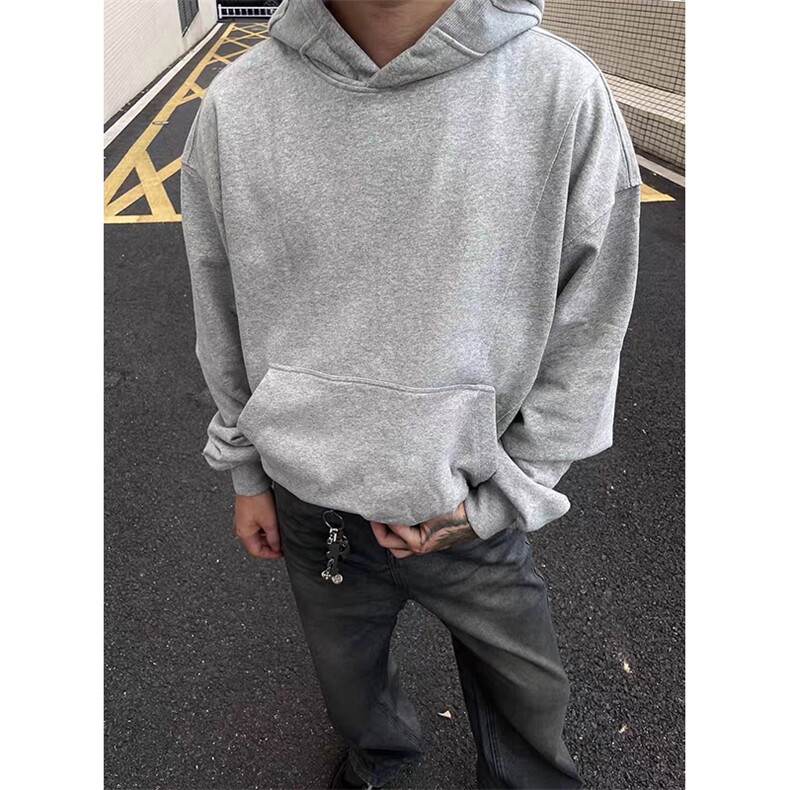 抖音得物高品质二开美式高街重磅结构辑明线纹理连帽卫衣外套W109，男装卫衣，电商A486