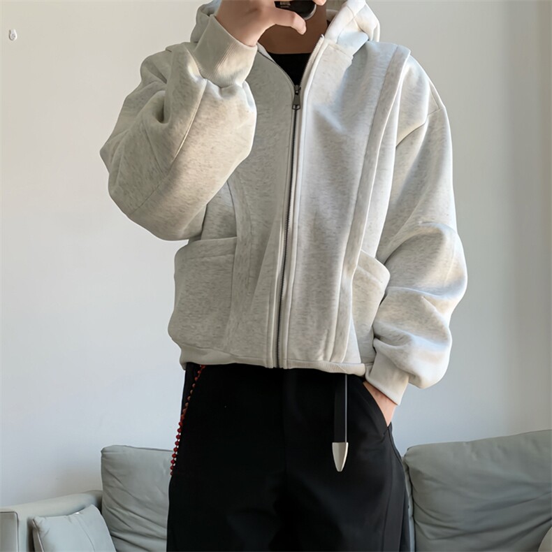 抖音得物高品质二开 25秋冬美式重磅宽松结构设计连帽卫衣外套W78图片