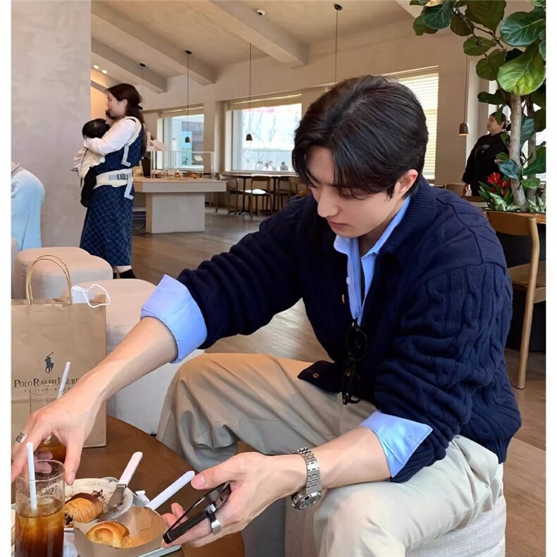 复古扭花麻花加厚开衫休闲针织衫秋冬季撞色翻领外套男士毛衣,男装针织衫/毛衣,星座506A