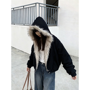 原版帆布面料 不掉毛 座山雕毛领棉服情侣外套 图 MY1027-P90图片