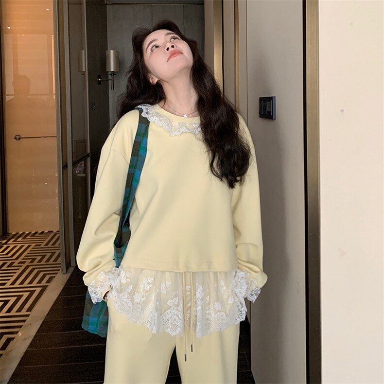 2025秋款现货蕾丝拼接运动套装2C090-1855-P165-K248,女装套装/套裙,2C090