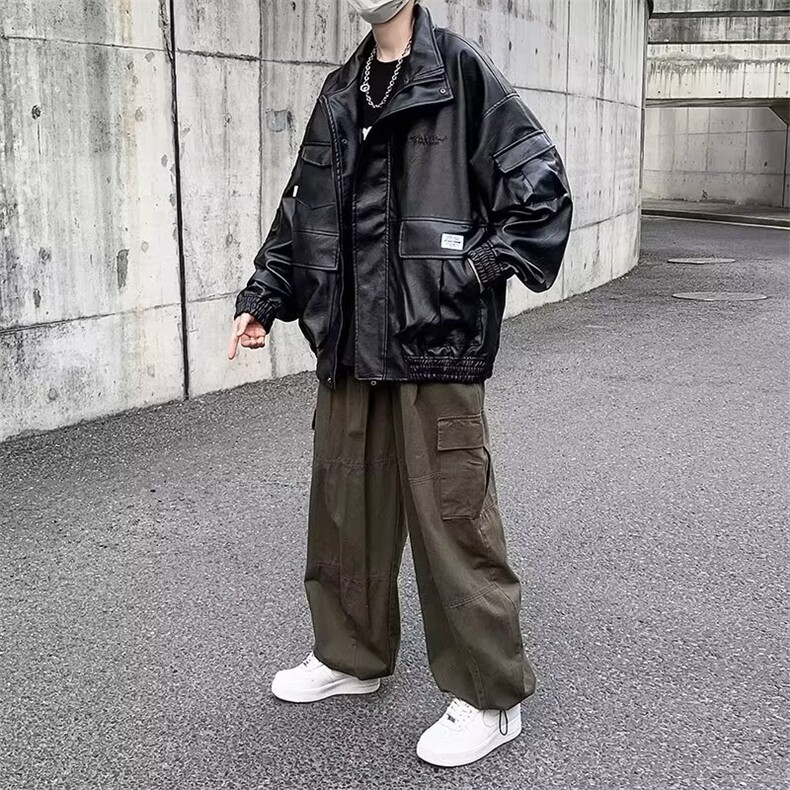 美式复古重磅高级感机车皮衣夹克外套男女潮牌飞行服Y1017P83网图,男装夹克,电商B245