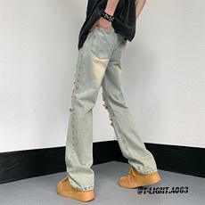 美式高街小众夏季破洞牛仔裤货号K726P60，男装牛仔裤，电商A063