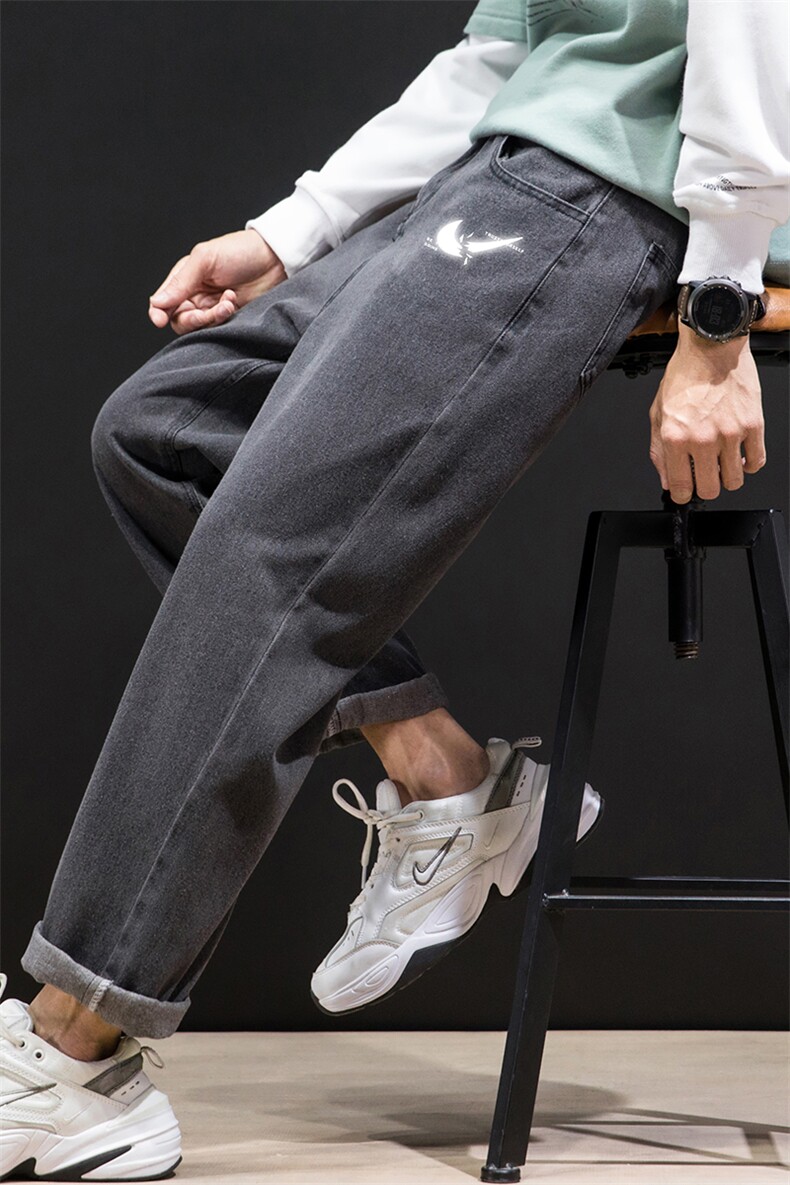 NK46111-P45加绒-P55百搭牛仔裤男士宽松九分裤男直筒裤子男,男装牛仔裤,电商A040A