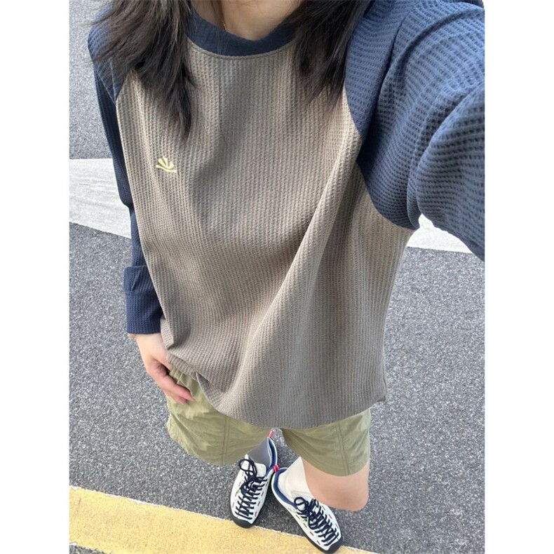 25户外新款骑行爬山华夫格撞色接拼长袖T恤1207-特P28,男装T恤,电商C310