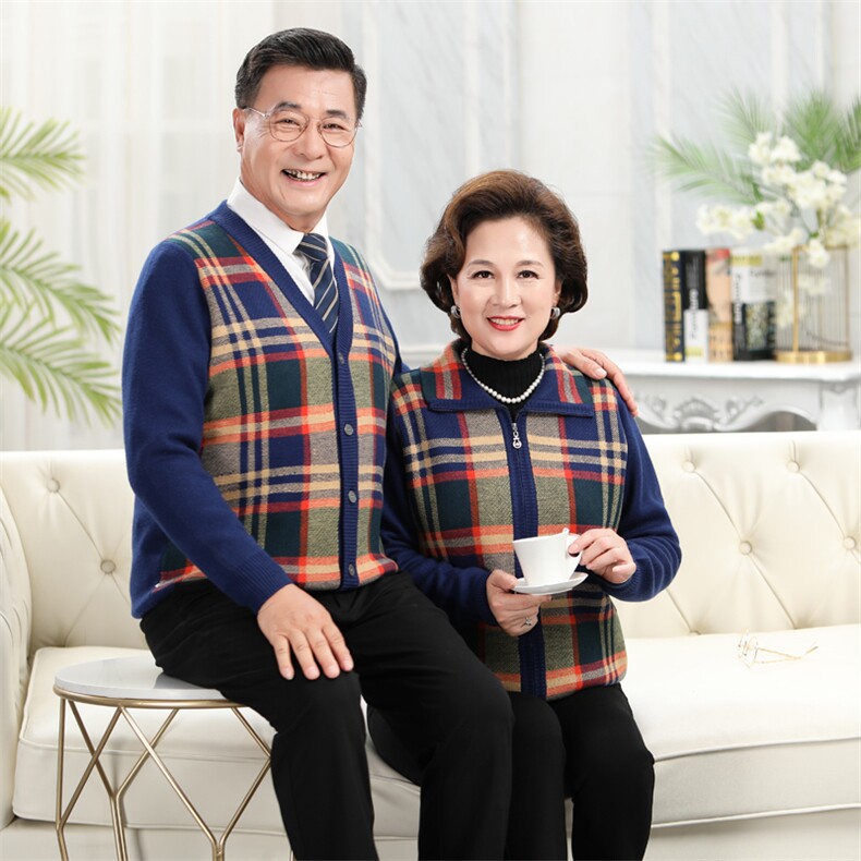 中老年人毛衣开衫女羊毛外套针织爸爸妈妈情侣装本命年爷爷奶奶,男装中老年男装,亚东羊绒制品