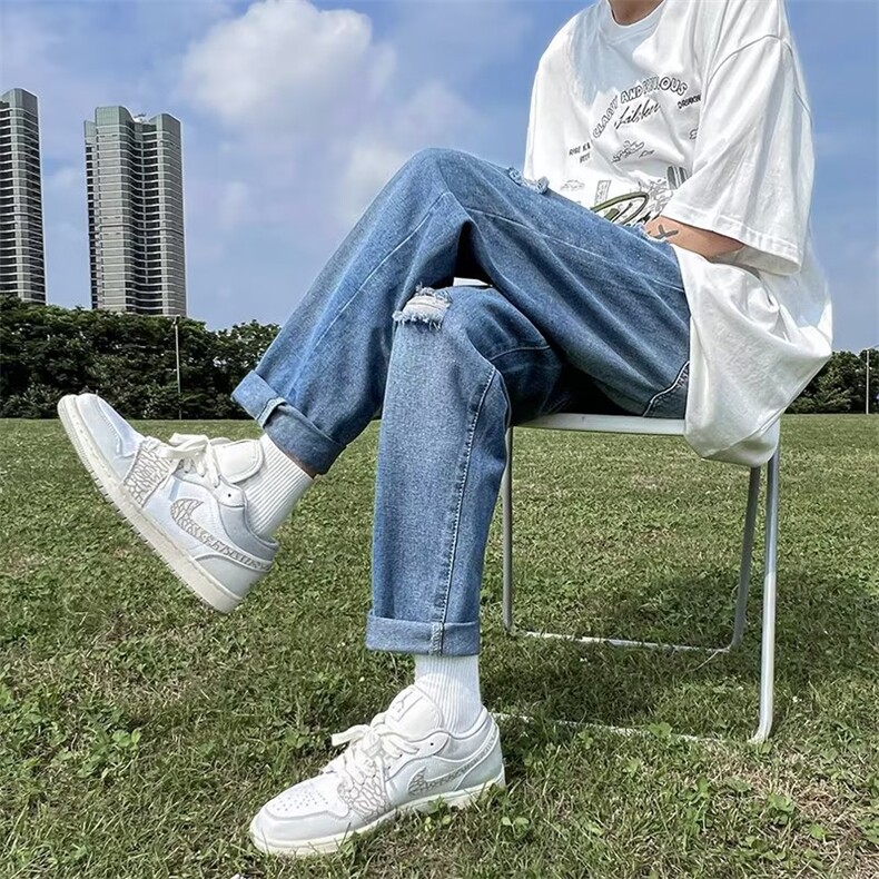 牛仔裤男夏季潮大码休闲裤子高街设计N321P38,男装牛仔裤,星座1116-2