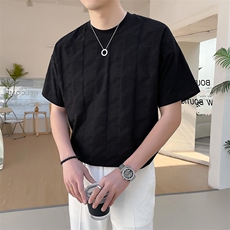 轻熟风~2025夏季新款菱形提花工艺短袖T恤T2031/P48，男装T恤，电商B331