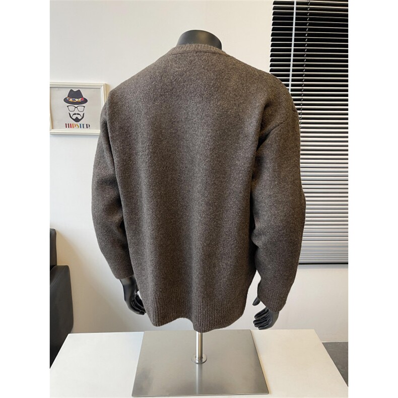 现货！假两件复古拼接V领针织衫慵懒风毛衣-LK80197-特批65,男装针织衫/毛衣,电商A061