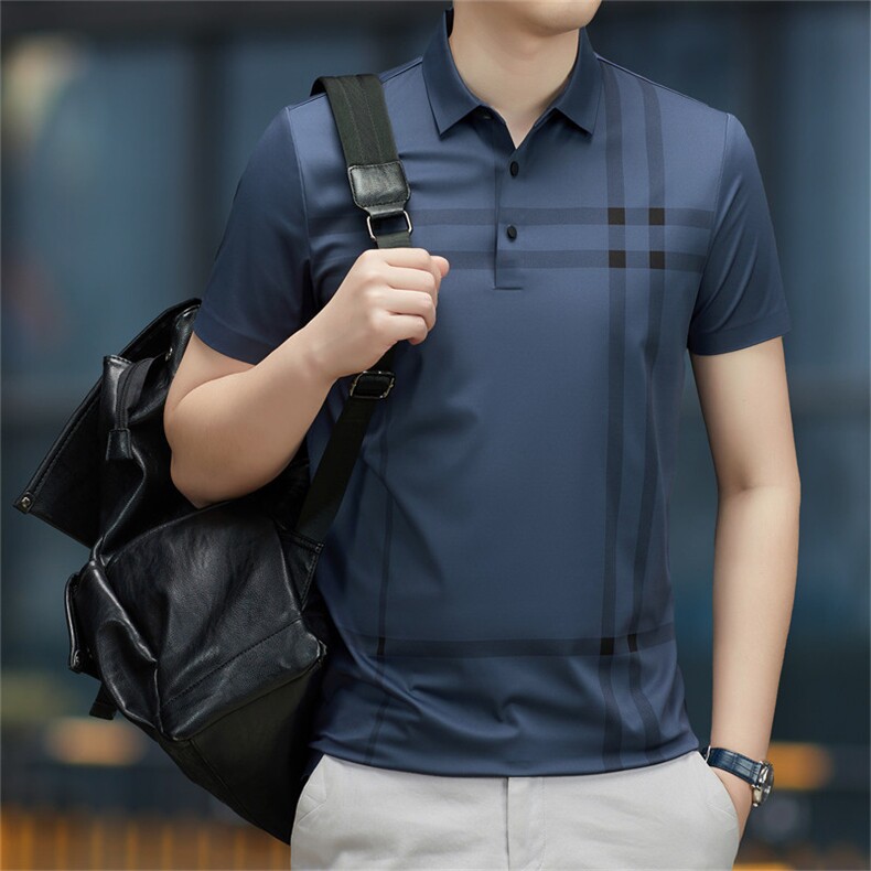 保罗男士短袖T恤翻领半袖薄款2023夏季新款中年商务休闲polo衫男，男装Polo衫，电商B212（原钱塘6029）