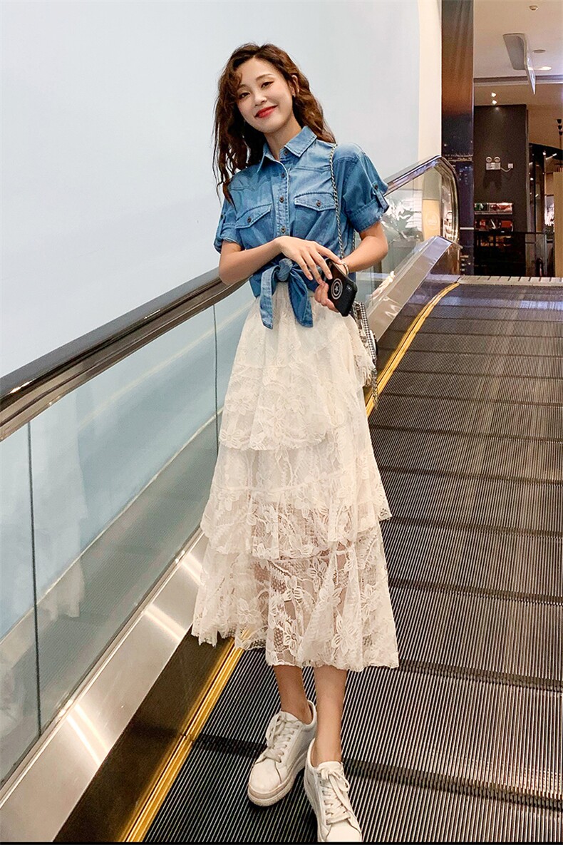 雪纺半身裙女夏2020新款中长款大摆长裙a字裙裙子套装,女装套装/套裙,曼娅璐