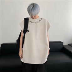 抖音品质夏季新款简约字母印花宽松坎肩背心BXJP364-特批19控38，男装背心/马甲，星座605(原A050)
