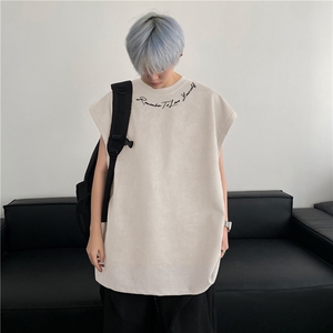 抖音品质夏季新款简约字母印花宽松坎肩背心BXJP364-特批19控38图片
