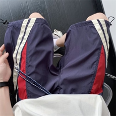 休闲短裤男韩版潮流拼色运动短裤帅气2024夏季ins五分裤K4342-P30，男装休闲裤，星座412-3