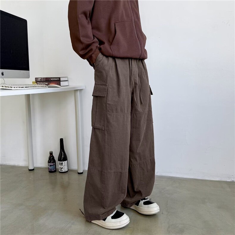 日系简约工装裤男春秋cleanfit潮牌休闲宽松口袋阔腿裤K5999-P53,男装休闲裤,星座412-3