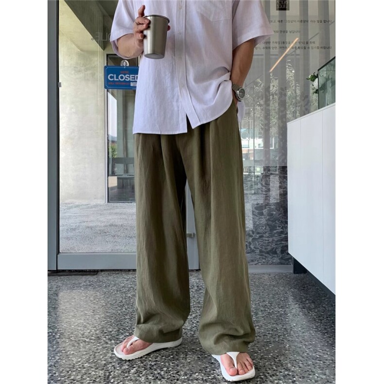亚麻西裤男透气长裤棉麻料慵懒拖地裤韩版宽松直筒休闲LQ6299-P45,男装西裤,星座1008