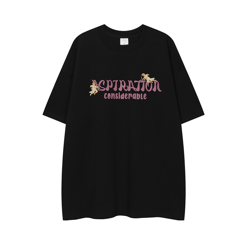 白底23新款夏季时尚百搭宽松圆领印花纯棉短袖T恤T1172P25控38,男装T恤,电商A247-1