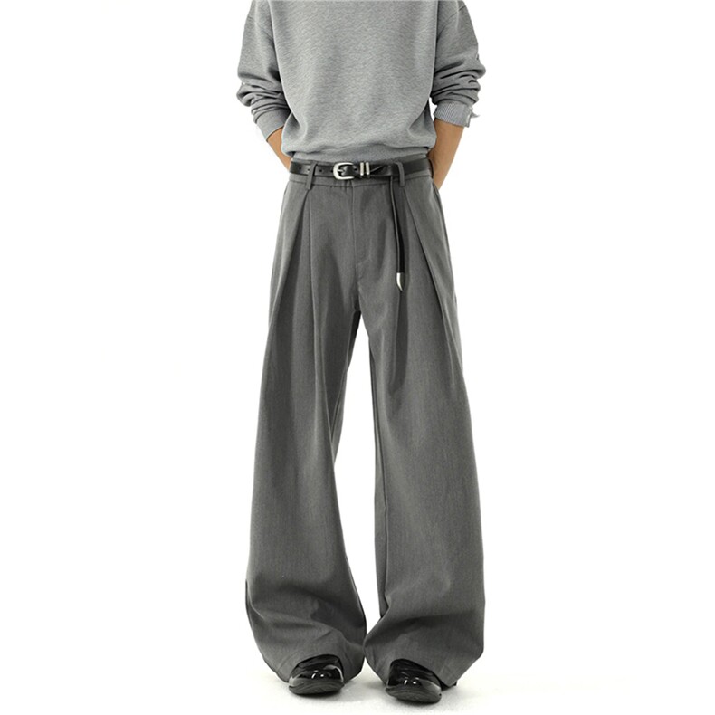 A字版廓形宽松弯刀阔腿裤cleanfit微喇西裤春季直筒休闲裤男，男装西裤，星座302B-2