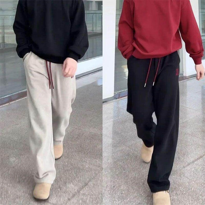 春季卫裤男2025新款潮流宽松直筒裤垂感百搭阔腿裤子男休闲裤,男装休闲裤,电商B212（原钱塘6029）