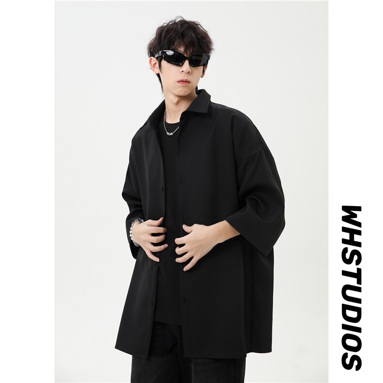 港风网红凉感中式翻领短袖冰丝衬衫男女XZ213-CS8804-P45控58,男装衬衫,星座213