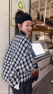 格子外套图片