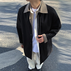 潮流宽松老钱风千鸟格撞色风衣A161-MT-2600-P92，男装风衣，电商A161