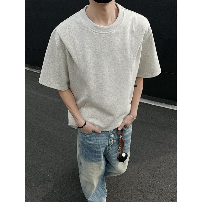 T299-特P30控58260克华棉夏季美式活页拼接口袋短袖T恤男宽松,男装T恤,电商A058-1（原电商C417）