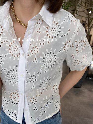 镂空蕾丝衬衫，女装衬衫，E.FAXIAN伊发现