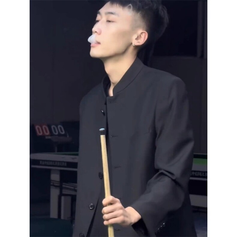 2025新款夹克高端中山装潮牌痞帅垫肩西装男士新中式立领外套套装,男装西服,星座601-1