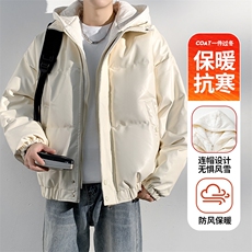 现货假两件pu皮衣棉服外套男冬季新款加厚美式高街棉衣M106-P120，男装皮衣，星座308B-2