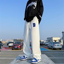 2023春装男女款毛巾绣标休闲华夫格卫裤拖地裤B221-LK22009-P50，男装休闲裤，电商B221