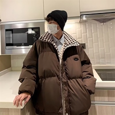 ins港风情侣棋盘格棉衣冬季潮牌韩版潮牌bf面包服男MR03-P75，男装棉衣，星座1109-3