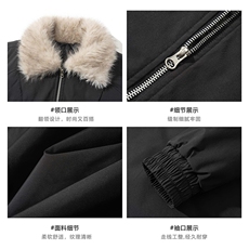 白底A2343P99-秋冬新款美式潮牌毛领座山雕加厚棉衣男百搭棉服，男装棉衣，电商B241