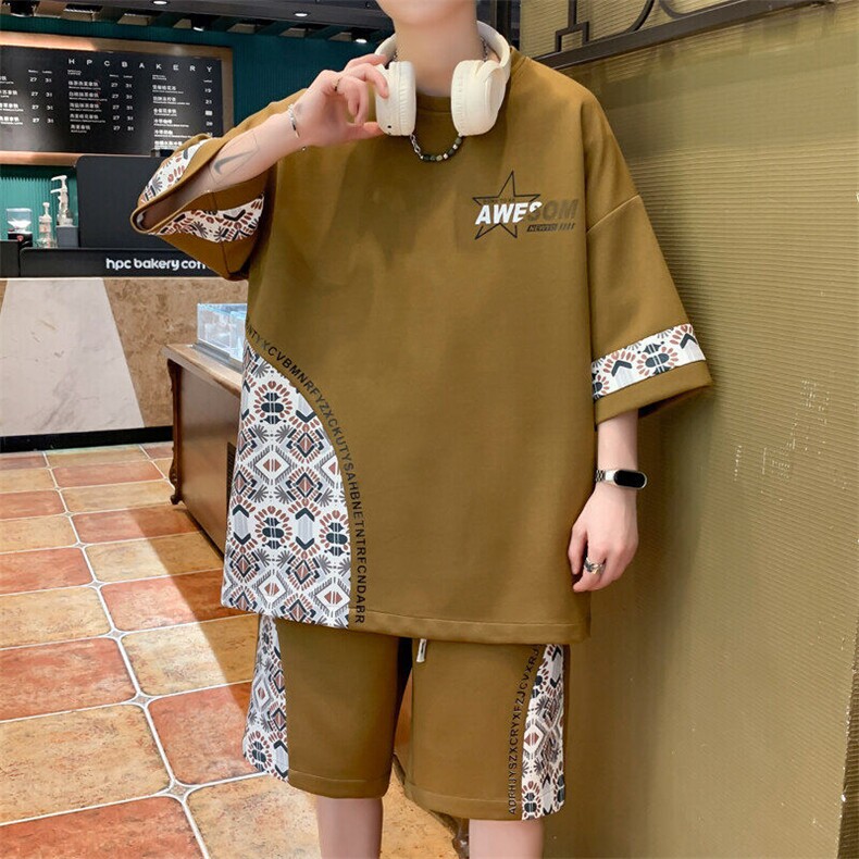 2025新款青少年休闲短袖套装面料超好大货以备,男装休闲套装,星座1206（原A206）