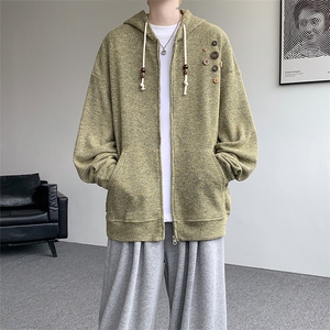 美式复古设计感针织连帽外套男女小众慵懒卫衣开衫潮牌 WY21P78图片