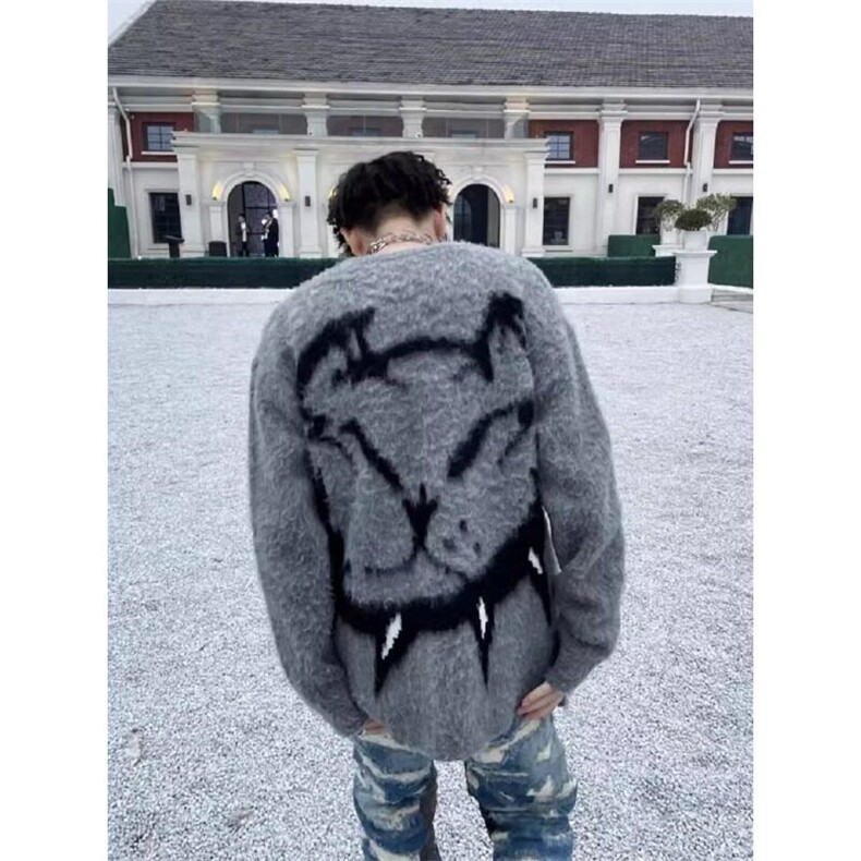 马海毛毛衣圆领套头针织衫男情侣同款长袖潮,男装针织衫/毛衣,星座716-2