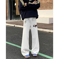 2024新款设计感花草人马刺绣直筒牛仔裤宽松牛仔裤现货K8201-P42，男装牛仔裤，星座512-3