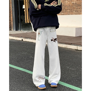 2024新款设计感花草人马刺绣直筒牛仔裤宽松牛仔裤现货 K8201-P42图片
