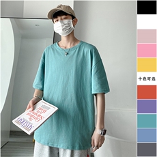 2024夏季新款港风大码纯色圆领10色短袖T恤S-5XHT21000-P15，男装T恤，电商A022