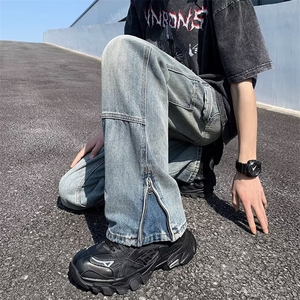 裤子高街水洗牛仔裤男设计感R1035P48图片