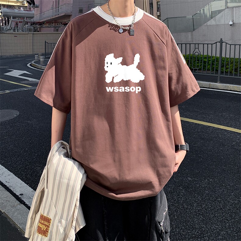 量大优供抖音视频 支持得物品质配合二开 美式三条杠短袖t恤ZD137图片